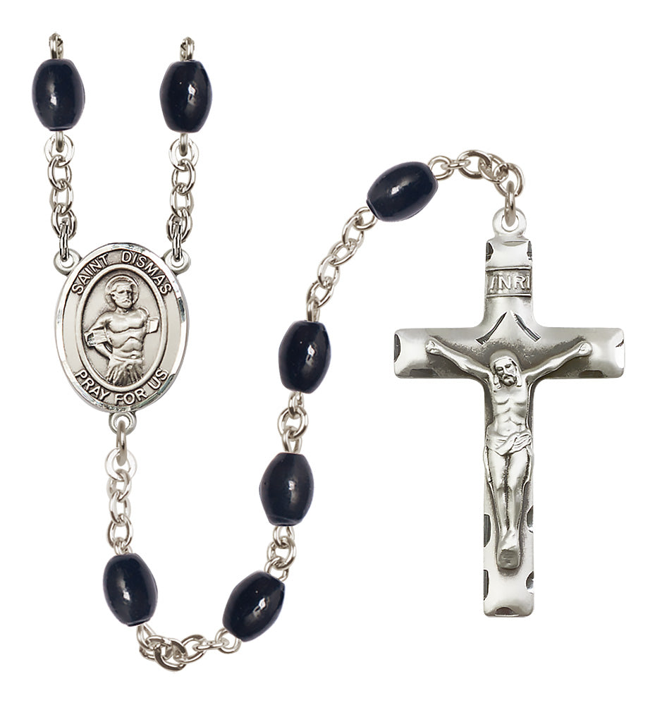 St. Dismas Rosary - 8x6mm Black Onyx beads - 8418
