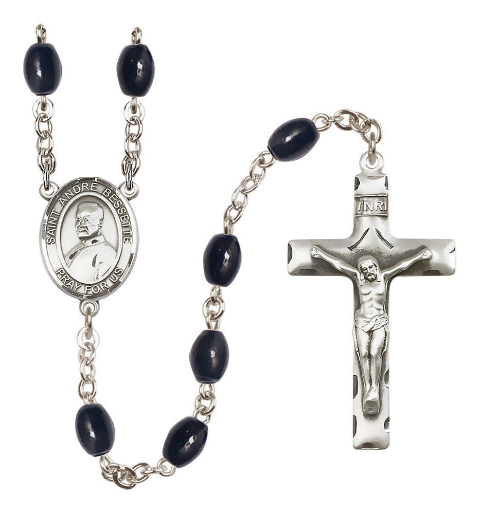 St. Andre Bessette Rosary - 8x6mm Black Onyx beads - 8424