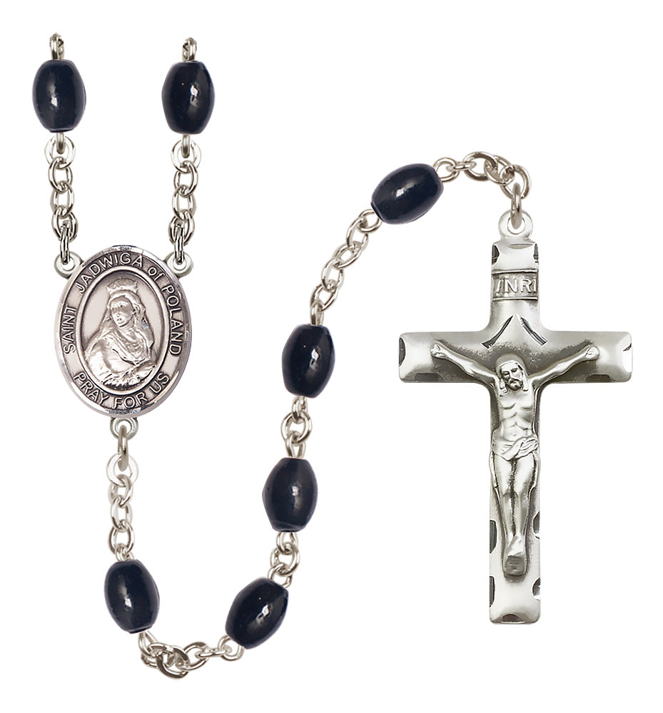 St. Jadwiga of Poland Rosary - 8x6mm Black Onyx beads - 8434