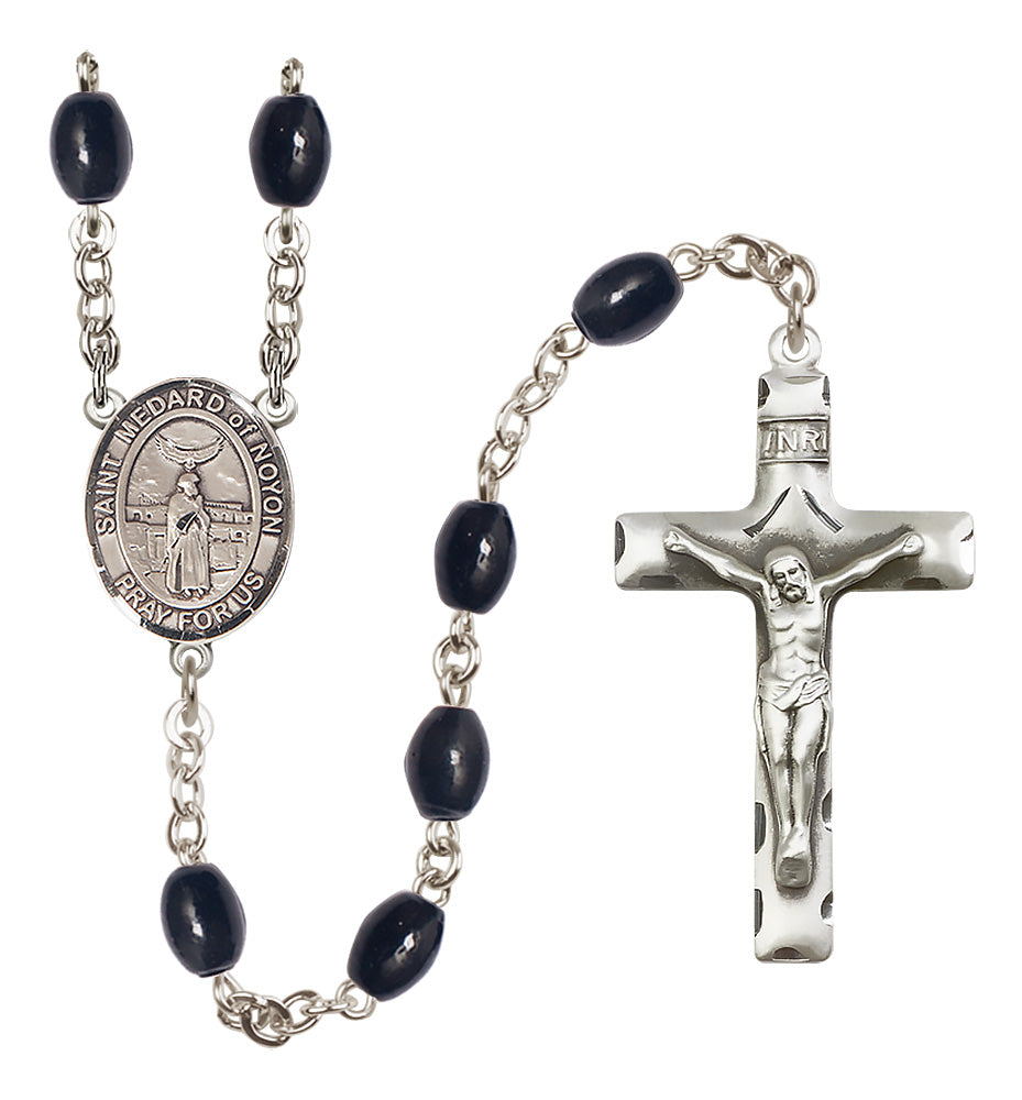 St. Medard of Noyon Rosary - 8x6mm Black Onyx beads - 8444