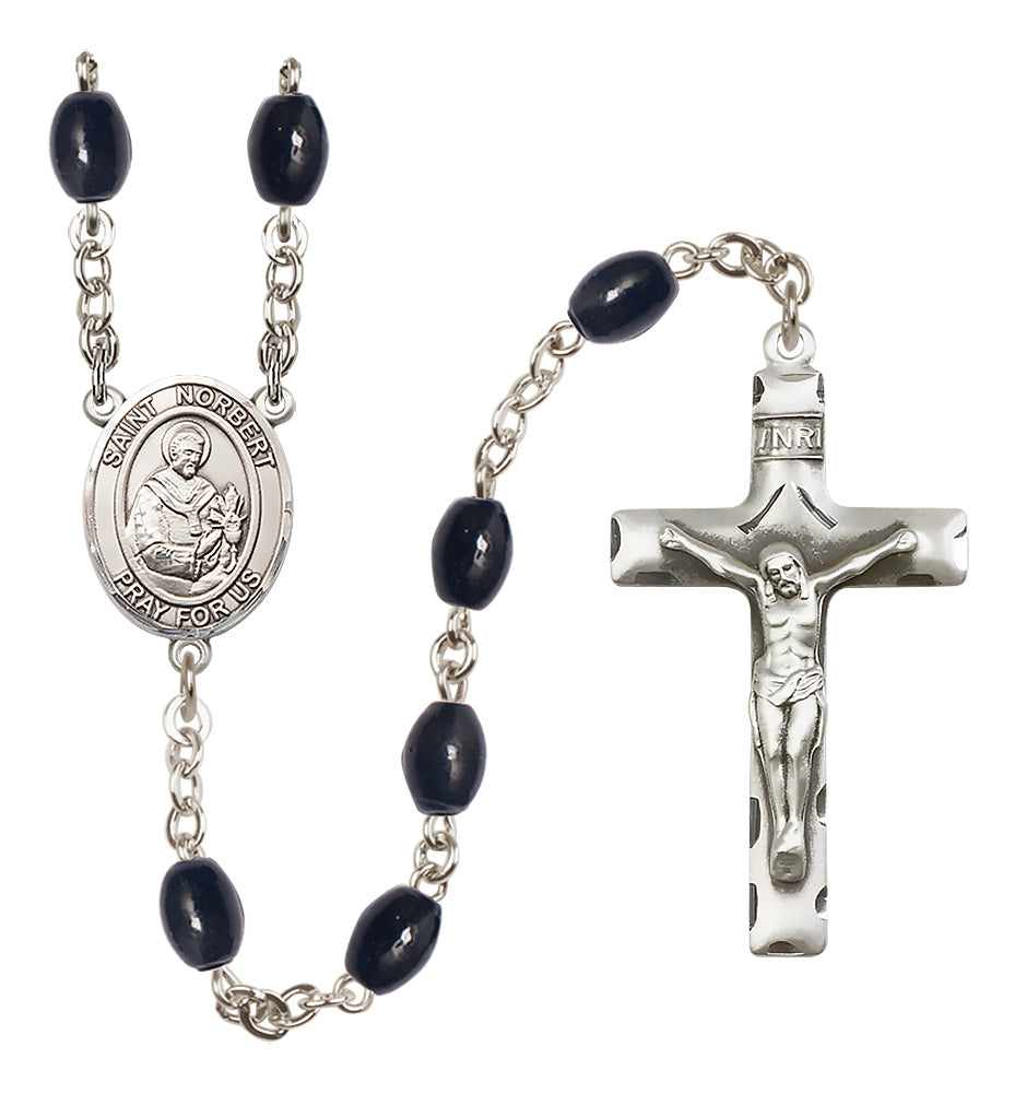 St. Norbert of Xanten Rosary - 8x6mm Black Onyx beads - 8447