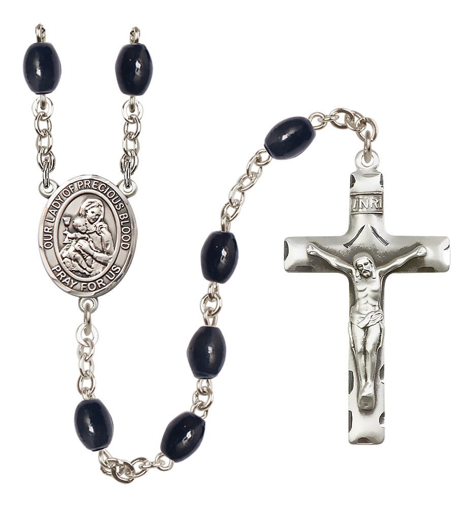 O/L of the Precious Blood Rosary - 8x6mm Black Onyx beads - 8448
