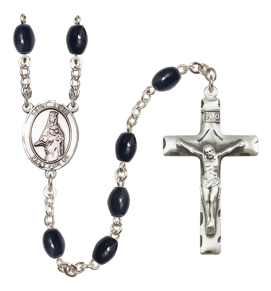 St. Emma Uffing Rosary - 8x6mm Black Onyx beads - 8450
