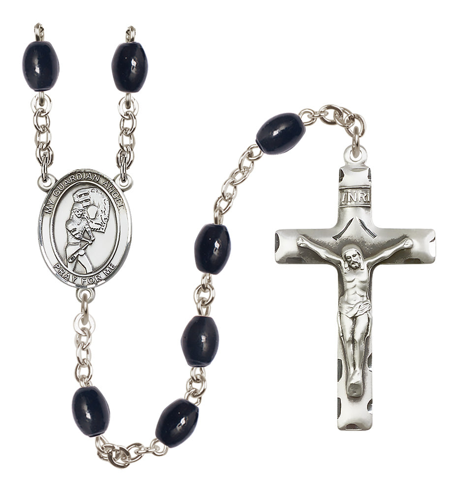 Softball Rosary - 8x6mm Black Onyx beads - 8707