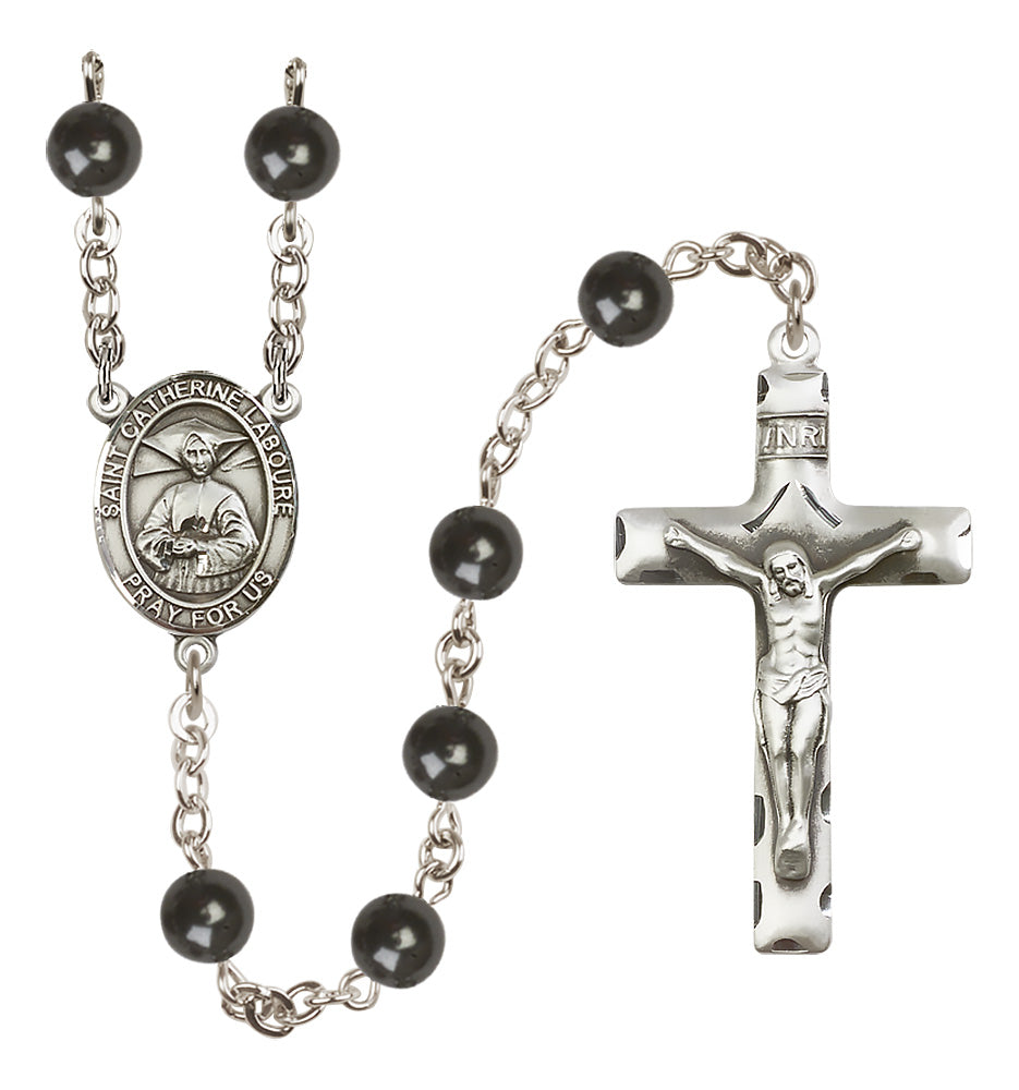St. Catherine Laboure Rosary - 7mm Black Onyx beads - 8021