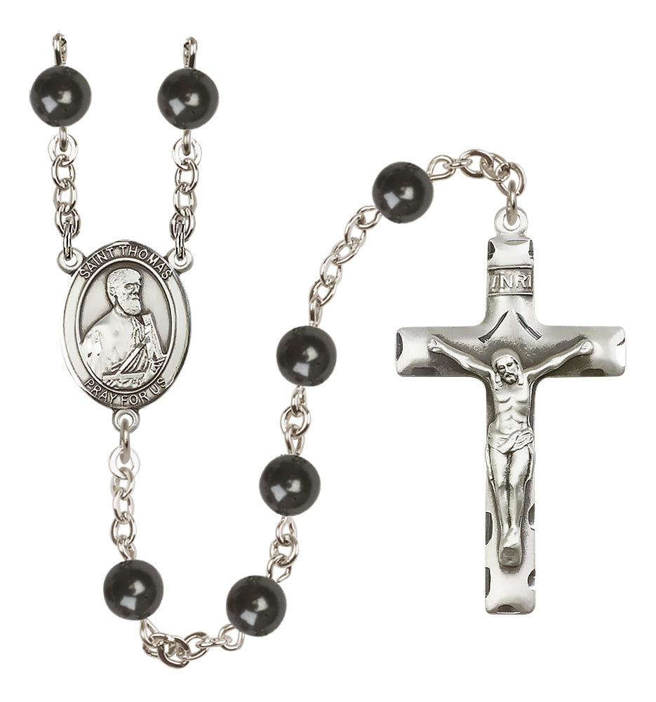 St. Thomas the Apostle Rosary - 7mm Black Onyx beads - 8107