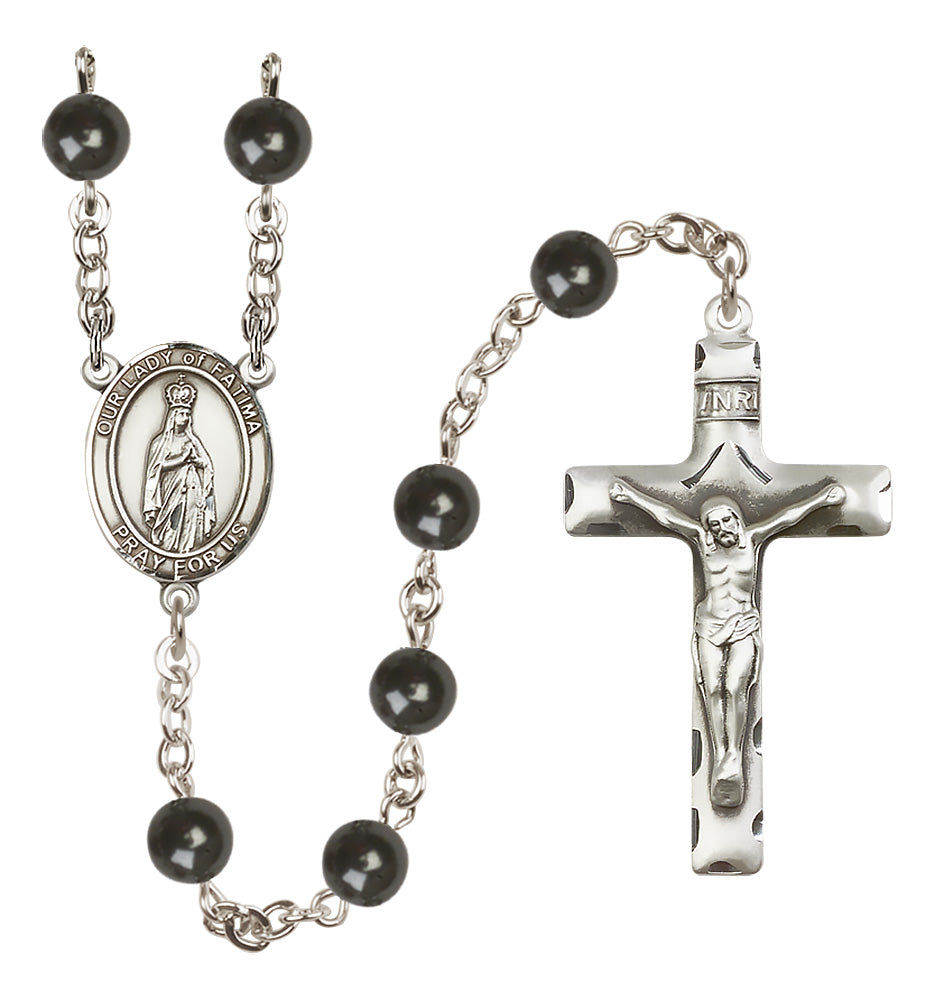 O/L of Fatima Rosary - 7mm Black Onyx beads - 8205