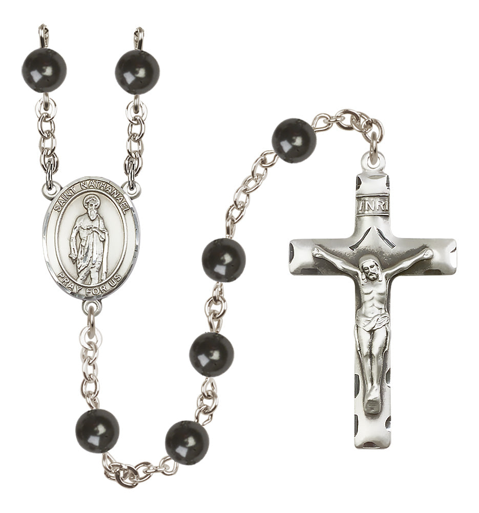 St. Nathanael Rosary - 7mm Black Onyx beads - 8398