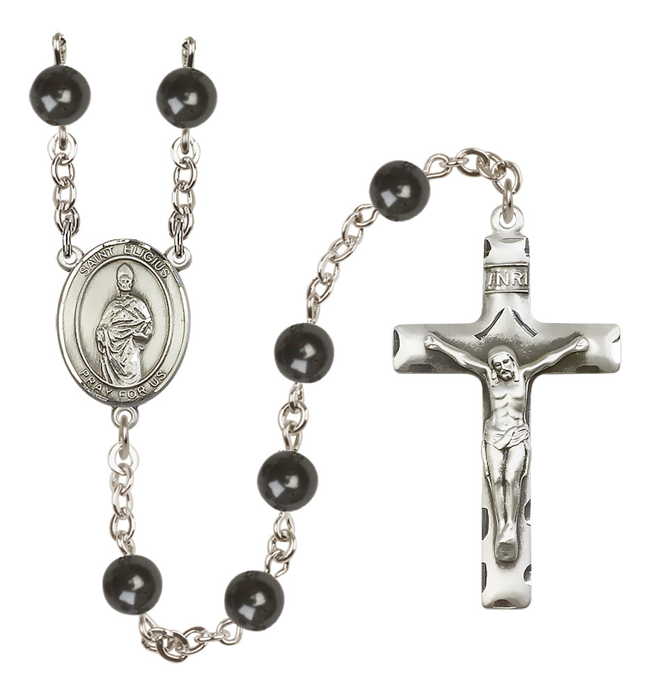 St. Eligius Rosary - 7mm Black Onyx beads - 8402