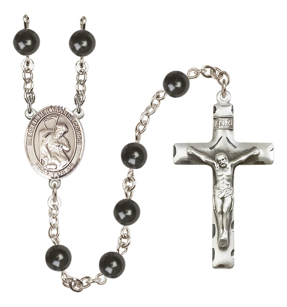 Blessed Herman the Cripple Rosary - 7mm Black Onyx beads - 8403