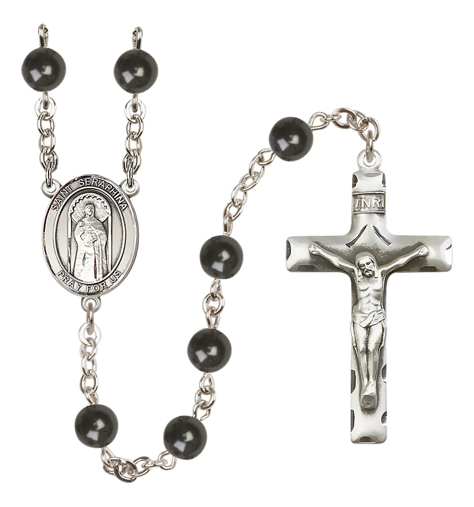 St. Seraphina Rosary - 7mm Black Onyx beads - 8405