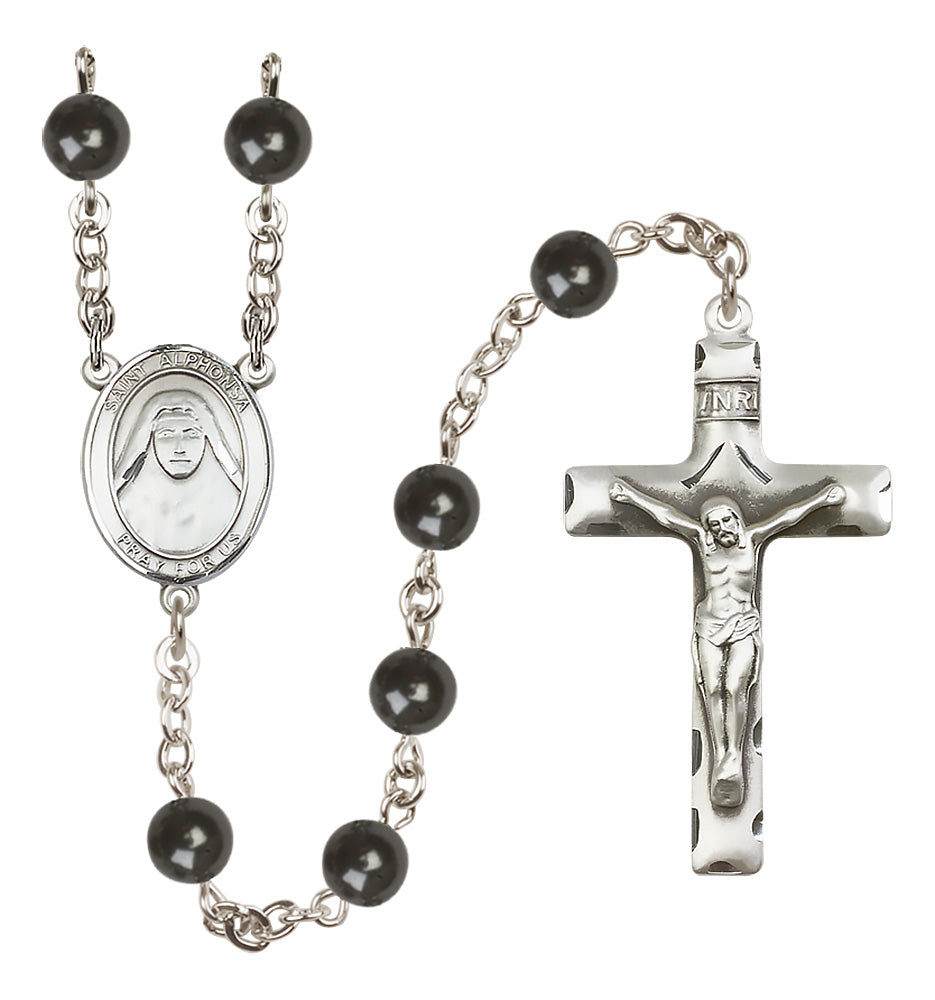 St. Alphonsa of India Rosary - 7mm Black Onyx beads - 8406