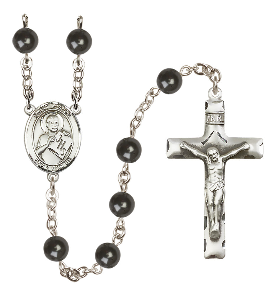 St. Viator of Bergamo Rosary - 7mm Black Onyx beads - 8408
