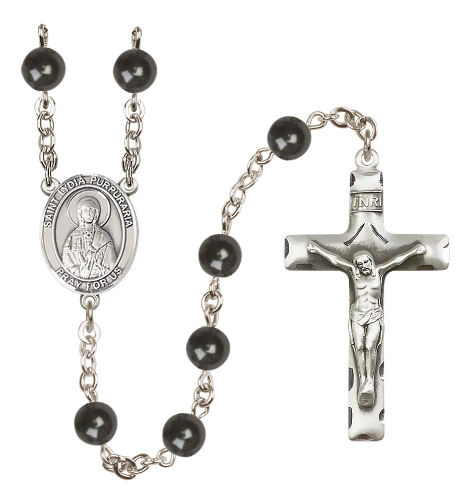 St. Lydia Purpuraria Rosary - 7mm Black Onyx beads - 8411