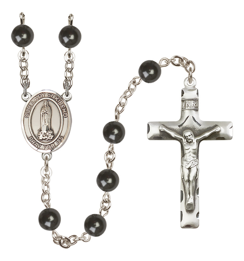 O/L of Kibeho Rosary - 7mm Black Onyx beads - 8414