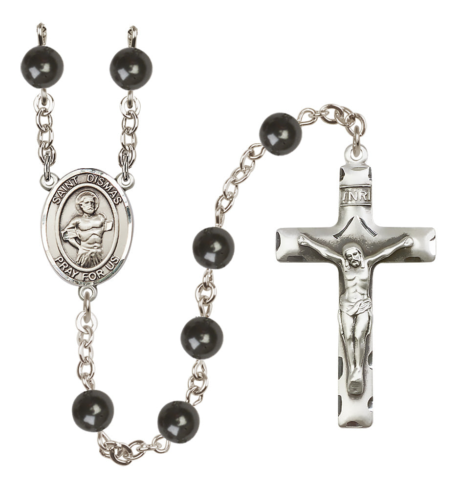 St. Dismas Rosary - 7mm Black Onyx beads - 8418