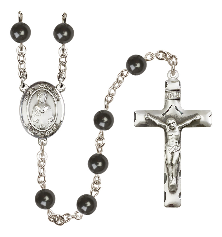St. Winifred of Wales Rosary - 7mm Black Onyx beads - 8419