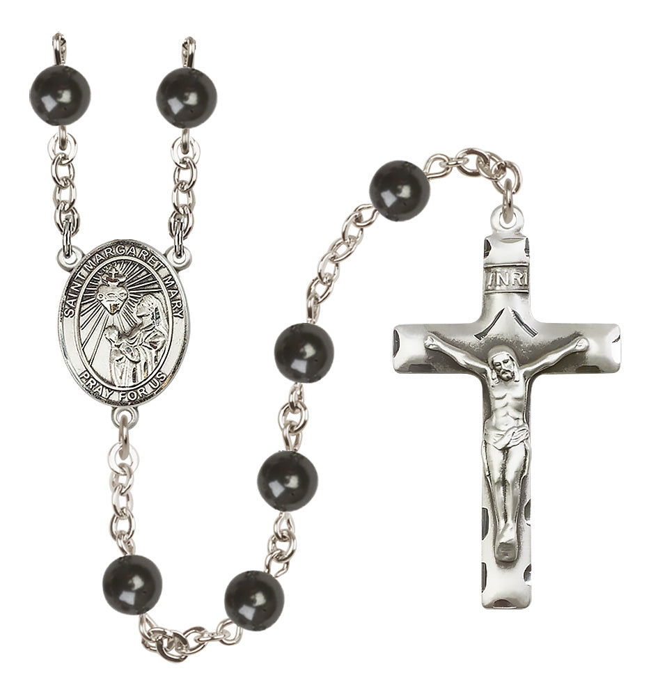St. Margaret Mary Alacoque Rosary - 7mm Black Onyx beads - 8420