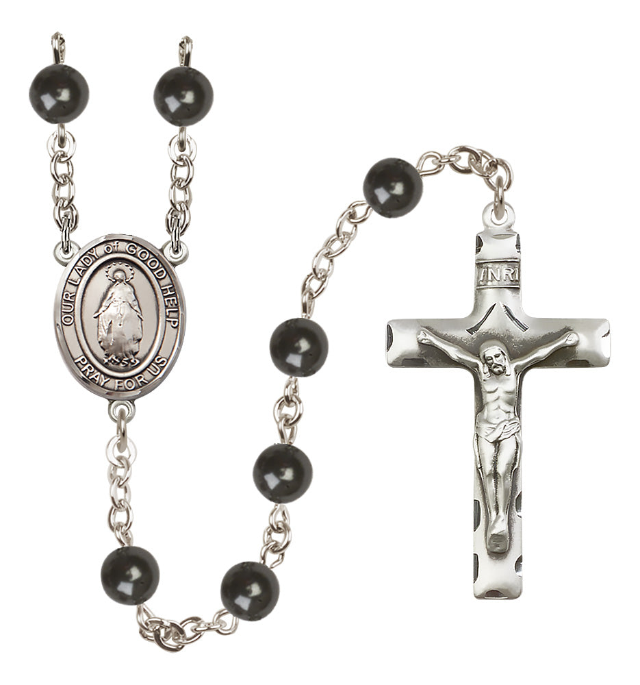O/L of Good Help Rosary - 7mm Black Onyx beads - 8431