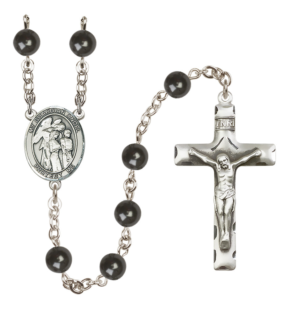 Guardian Angel Rosary - 7mm Black Onyx beads - 8439