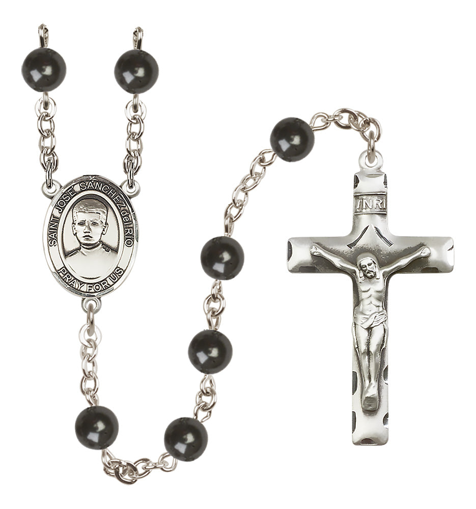 Blessed Jose Canchez del Rio Rosary - 7mm Black Onyx beads - 8446