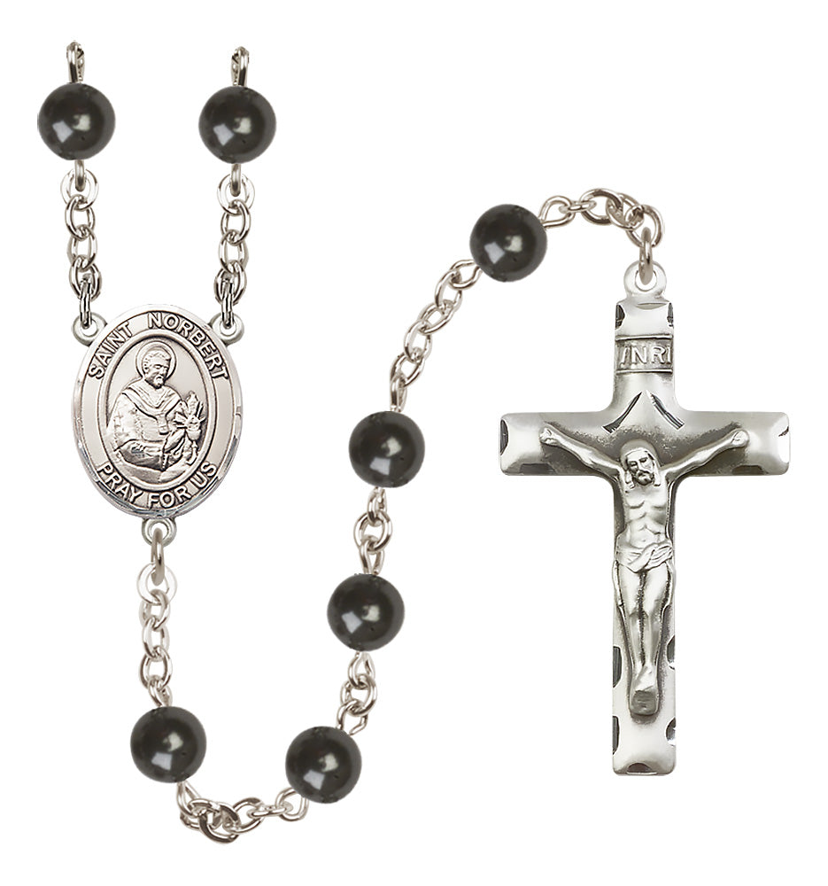 St. Norbert of Xanten Rosary - 7mm Black Onyx beads - 8447