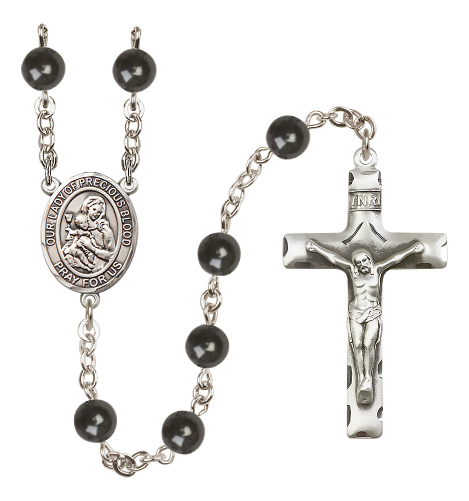 O/L of the Precious Blood Rosary - 7mm Black Onyx beads - 8448