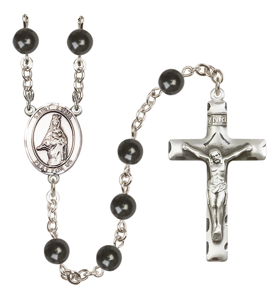 St. Emma Uffing Rosary - 7mm Black Onyx beads - 8450