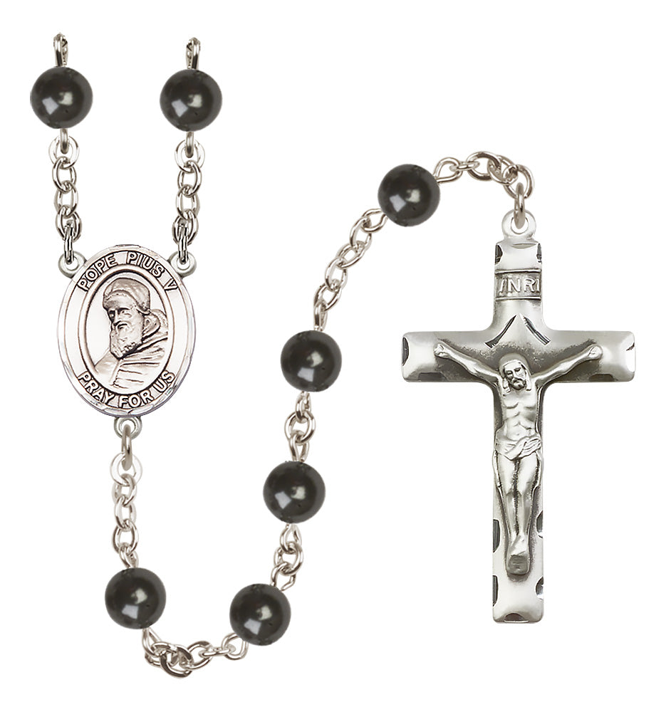 St. Pius X Rosary - 7mm Black Onyx beads - 8452