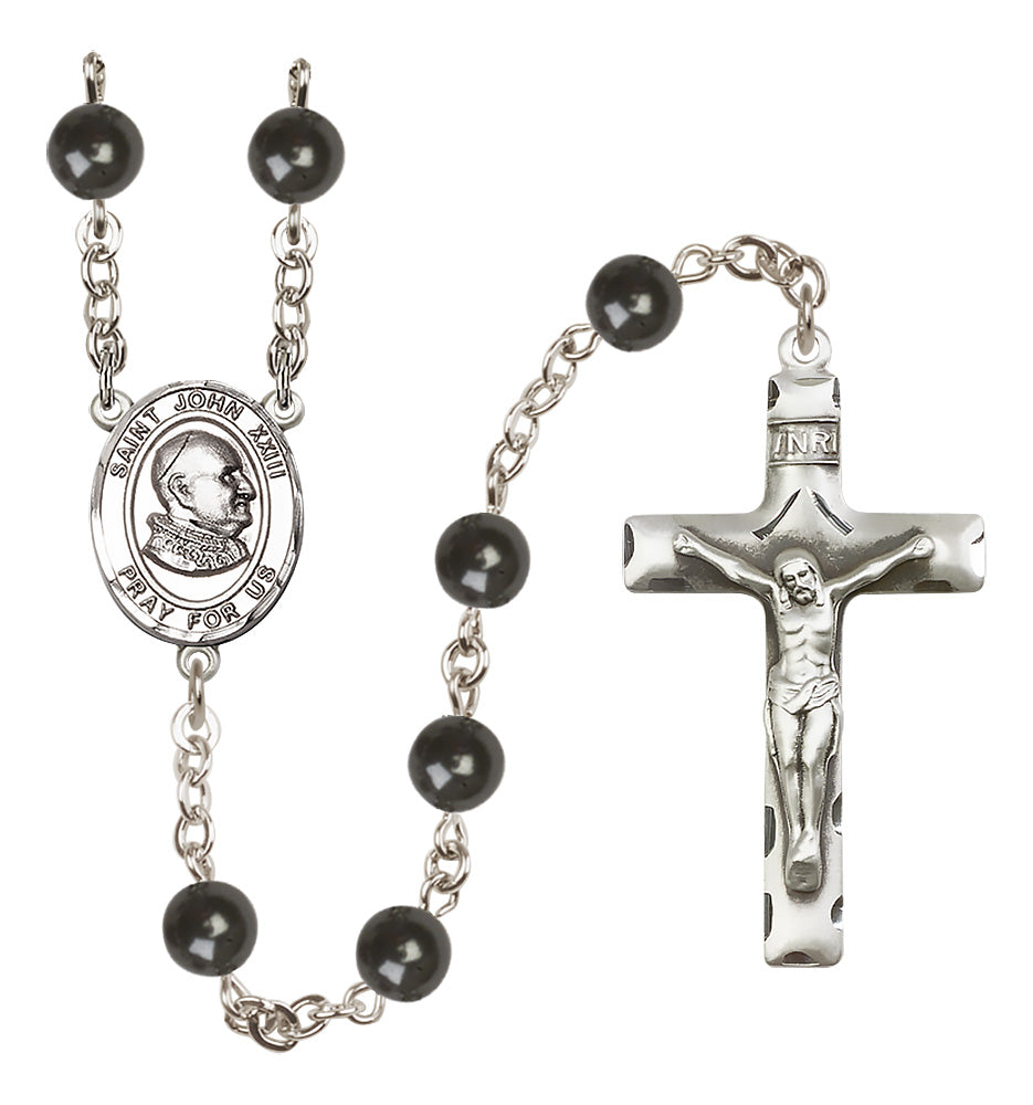 St. John XXIII Rosary - 7mm Black Onyx beads - 8455