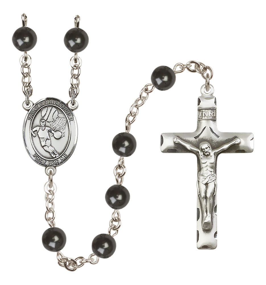 Basketball Rosary - 7mm Black Onyx beads - 8502