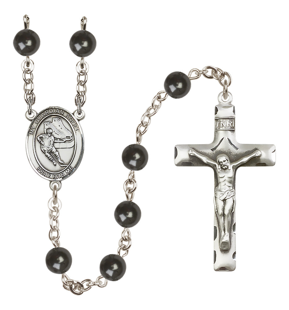 Hockey Rosary - 7mm Black Onyx beads - 8704