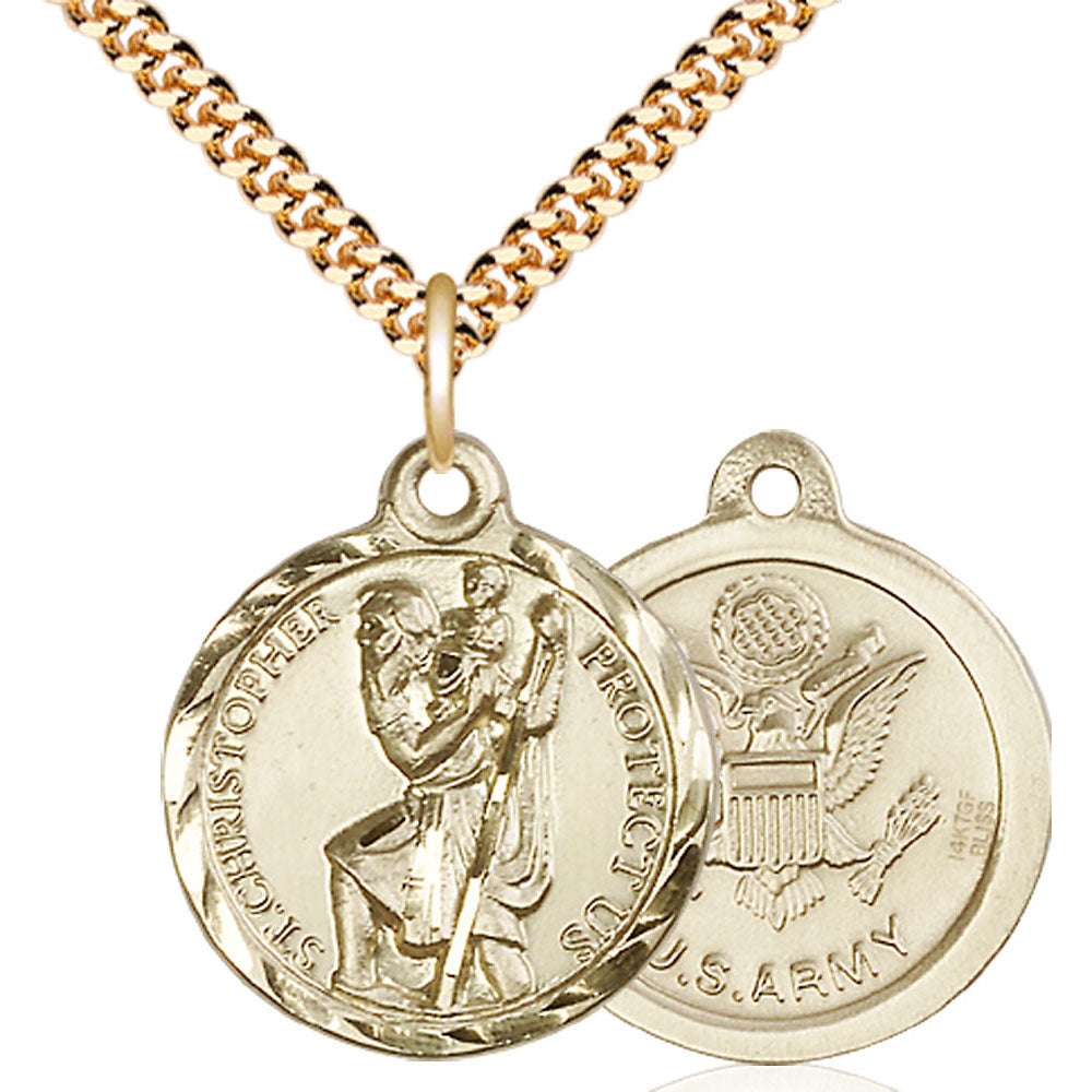 Gold Filled Saint Christopher / Army Pendant - 0192GF2