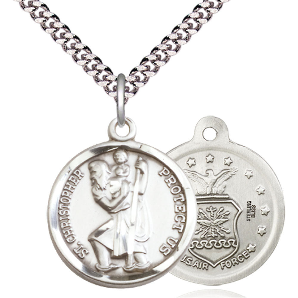 Sterling Silver Saint Christopher / Air Force Pendant - 0192SS1