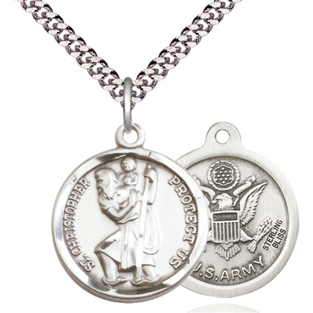 Sterling Silver Saint Christopher / Army Pendant - 0192SS2