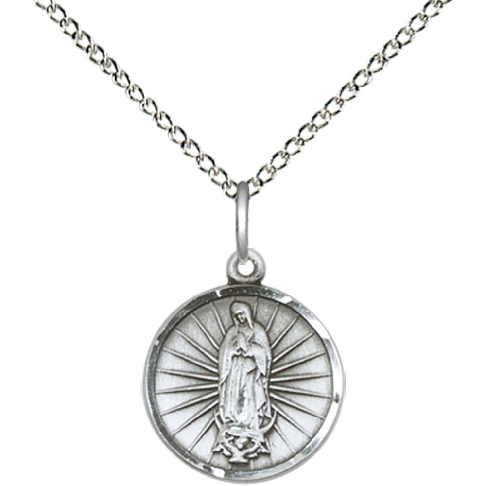 Sterling Silver Our Lady of Guadalupe Pendant - 0601FSS