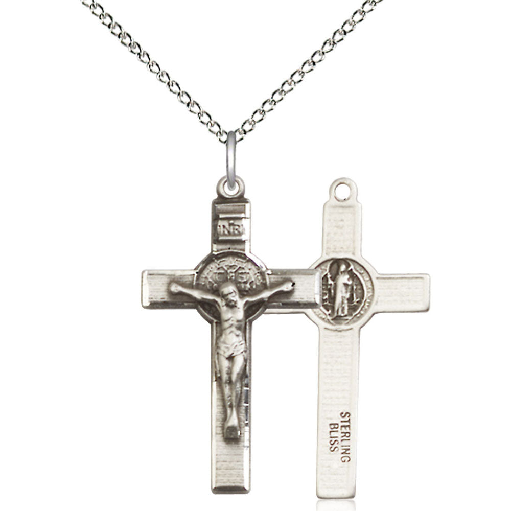 Sterling Silver Saint Benedict Crucifix Pendant - 0625SS