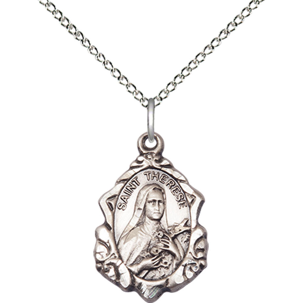 Sterling Silver Saint Therese of Lisieux Pendant - 0822TESS