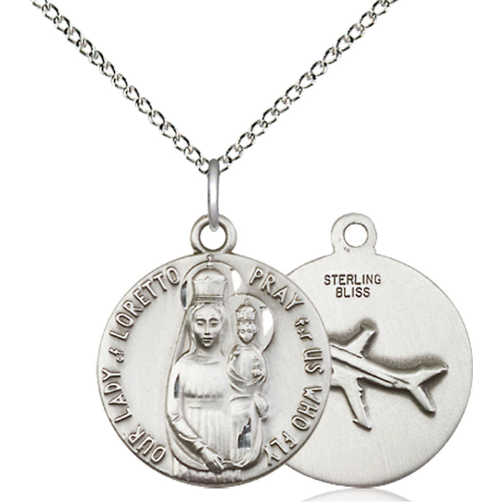 Sterling Silver Our Lady of Loretto Pendant - 0826SS