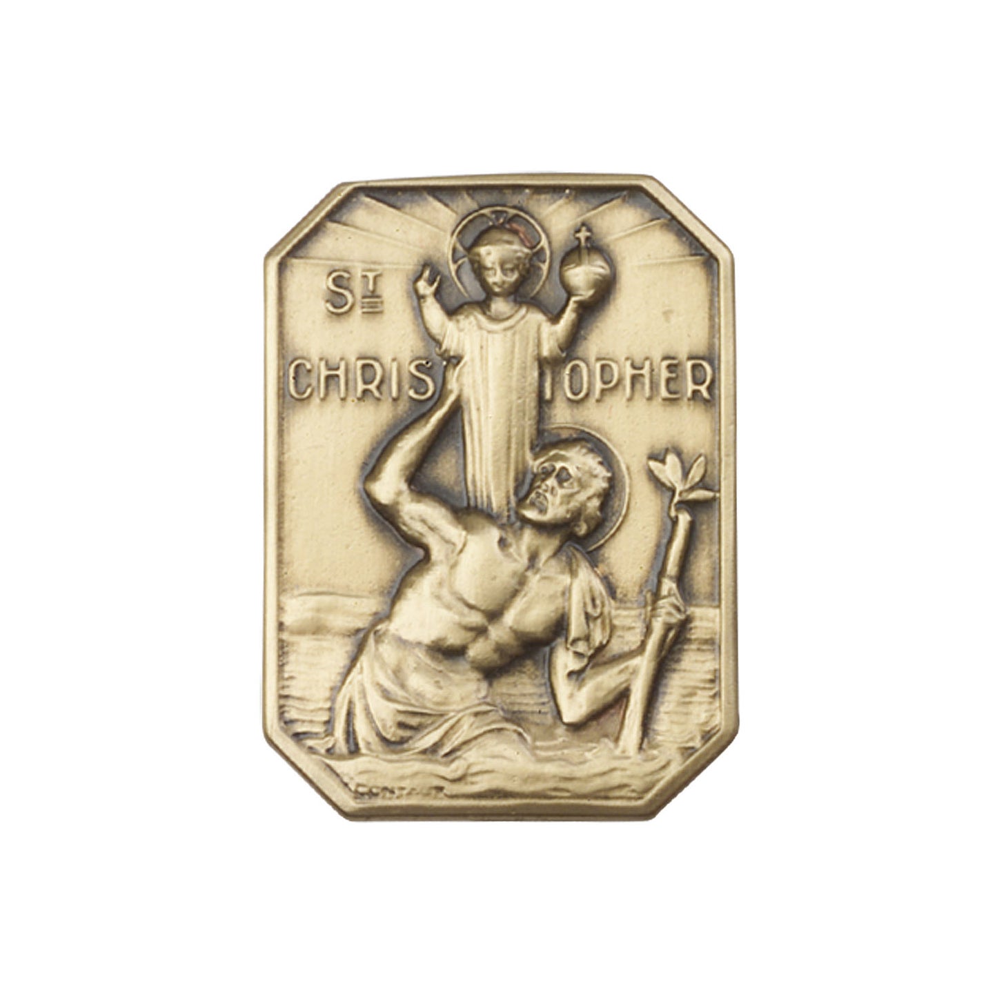 Antique Gold St. Christopher Visor Clip - 1049VG