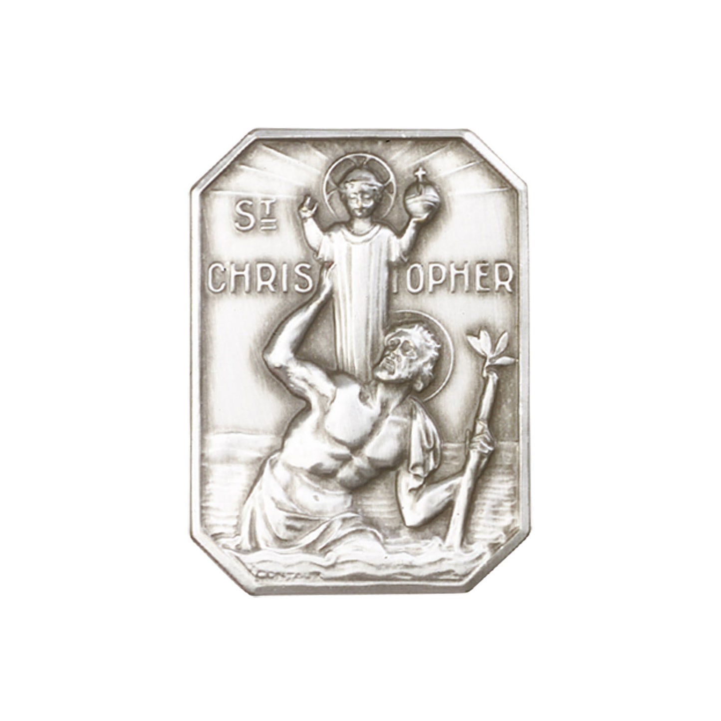 Antique Silver St. Christopher Visor Clip - 1049V