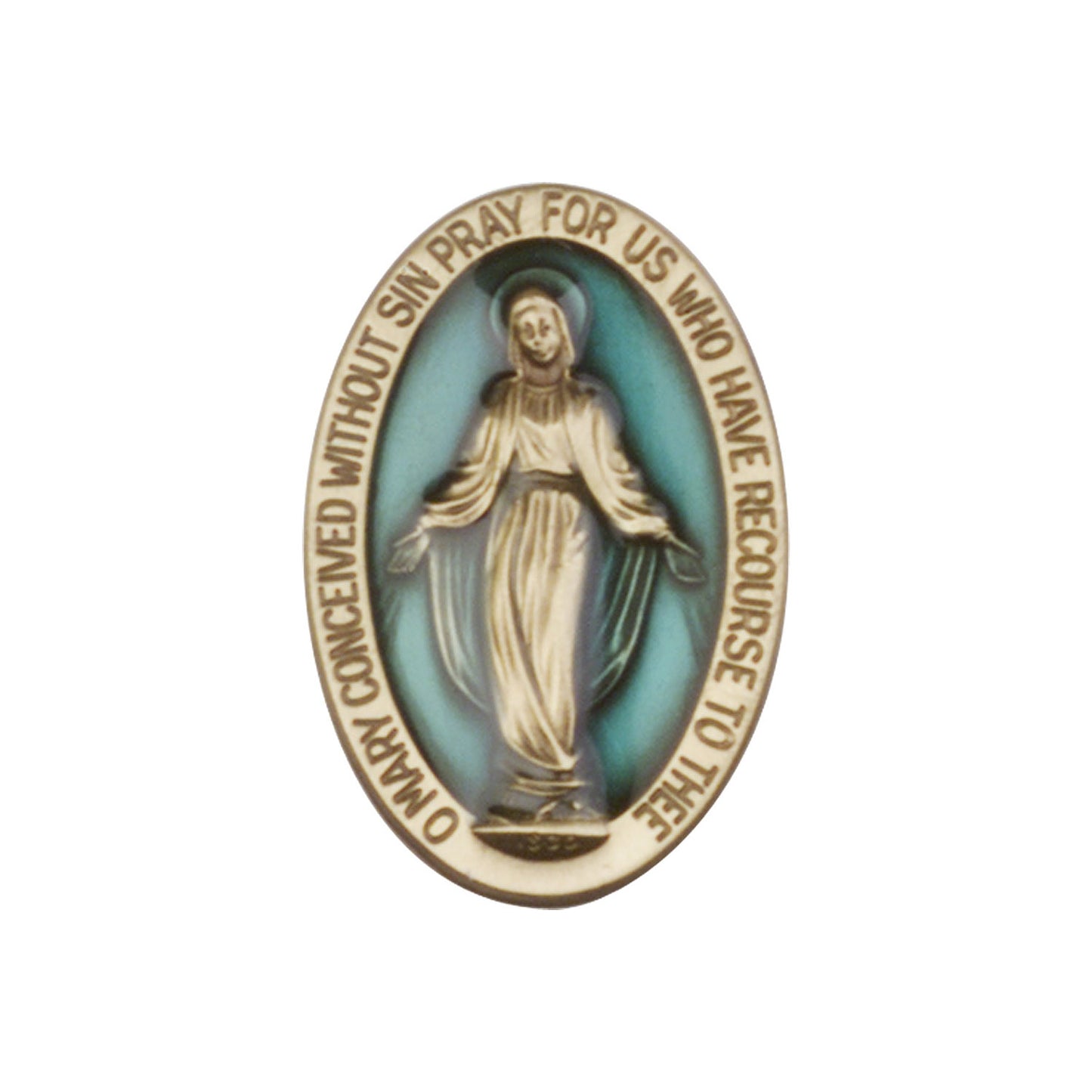 Antique Gold Miraculous Visor Clip with Blue Epoxy Finish 1052EVG