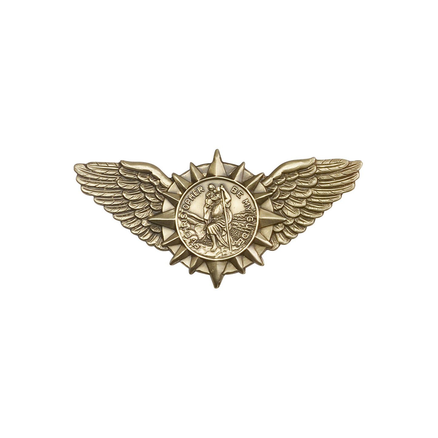 Antique Gold St. Christopher / Wings Visor Clip - 1067VG