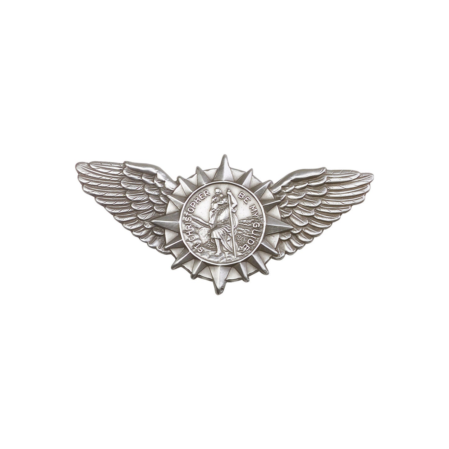 Antique Silver St. Christopher / Wings Visor Clip - 1067V