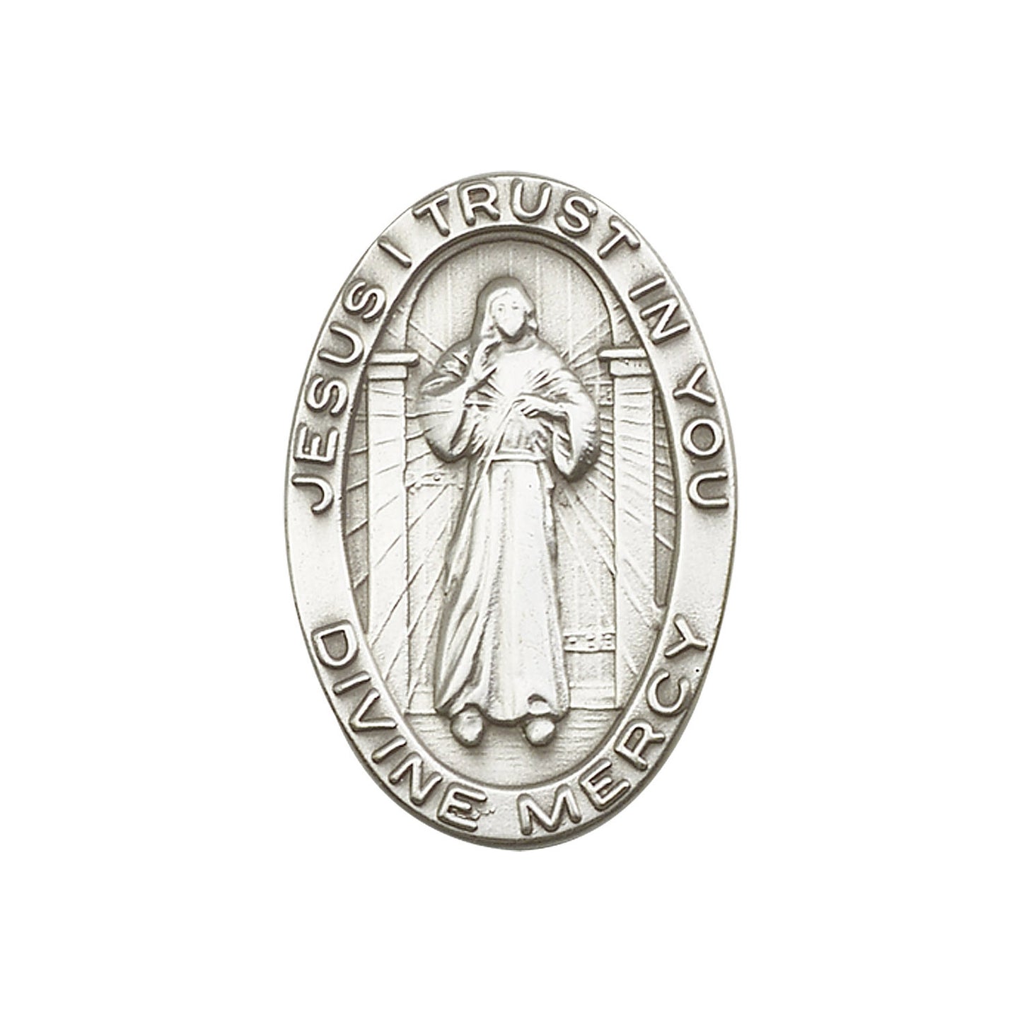 Antique Silver Divine Mercy Visor Clip - 1074V
