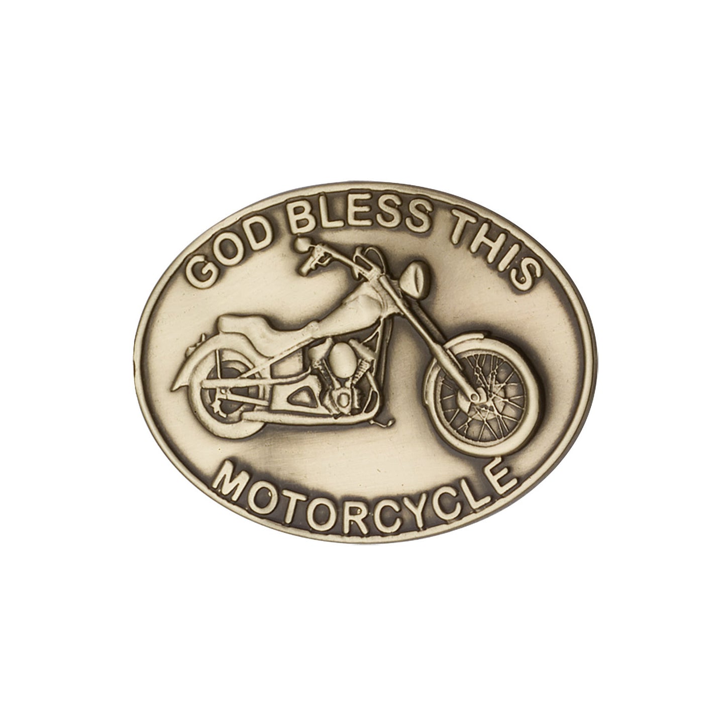 Antique Gold God Bless This Motorcycle Visor Clip - 1075VG