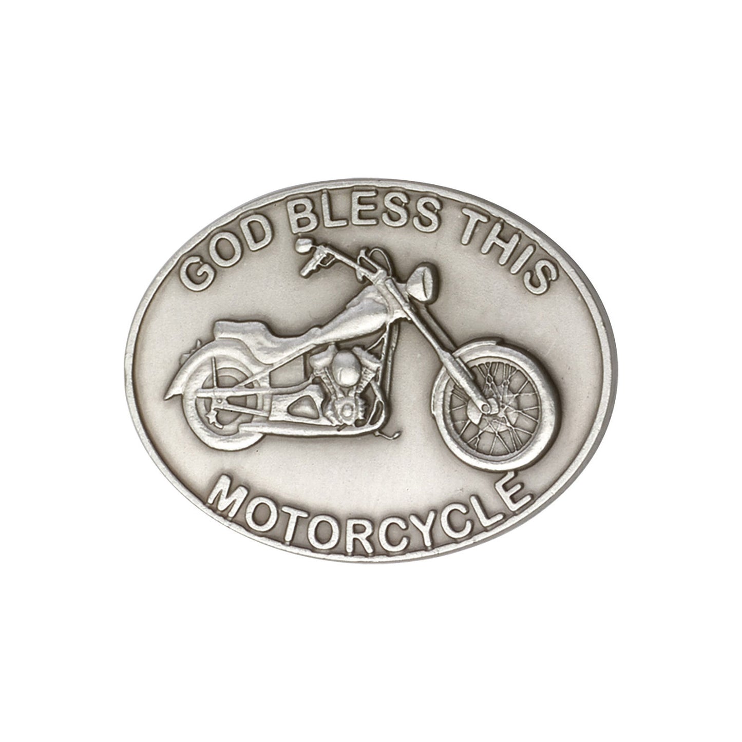 Antique Silver God Bless This Motorcycle Visor Clip - 1075V