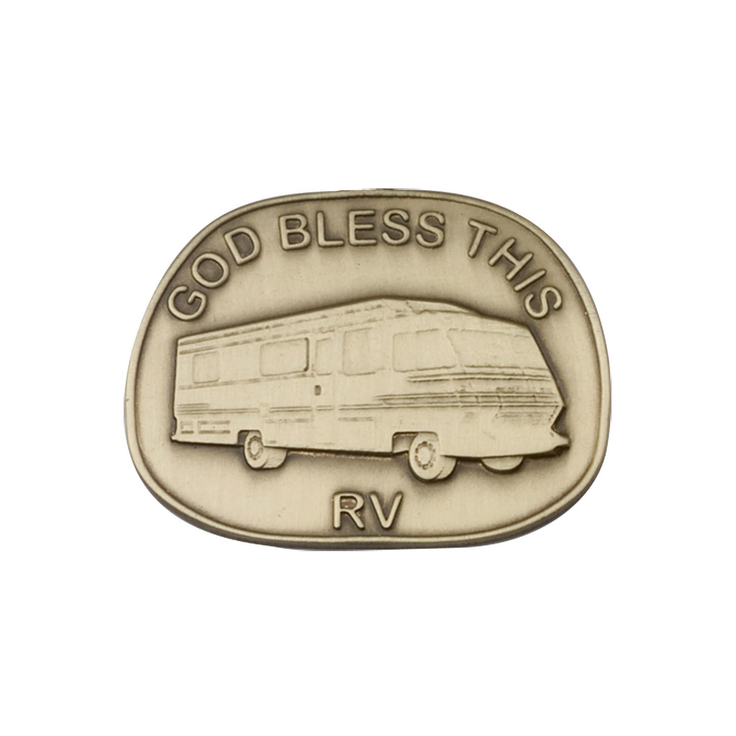 Antique Gold God Bless This Rv Visor Clip - 1087VG