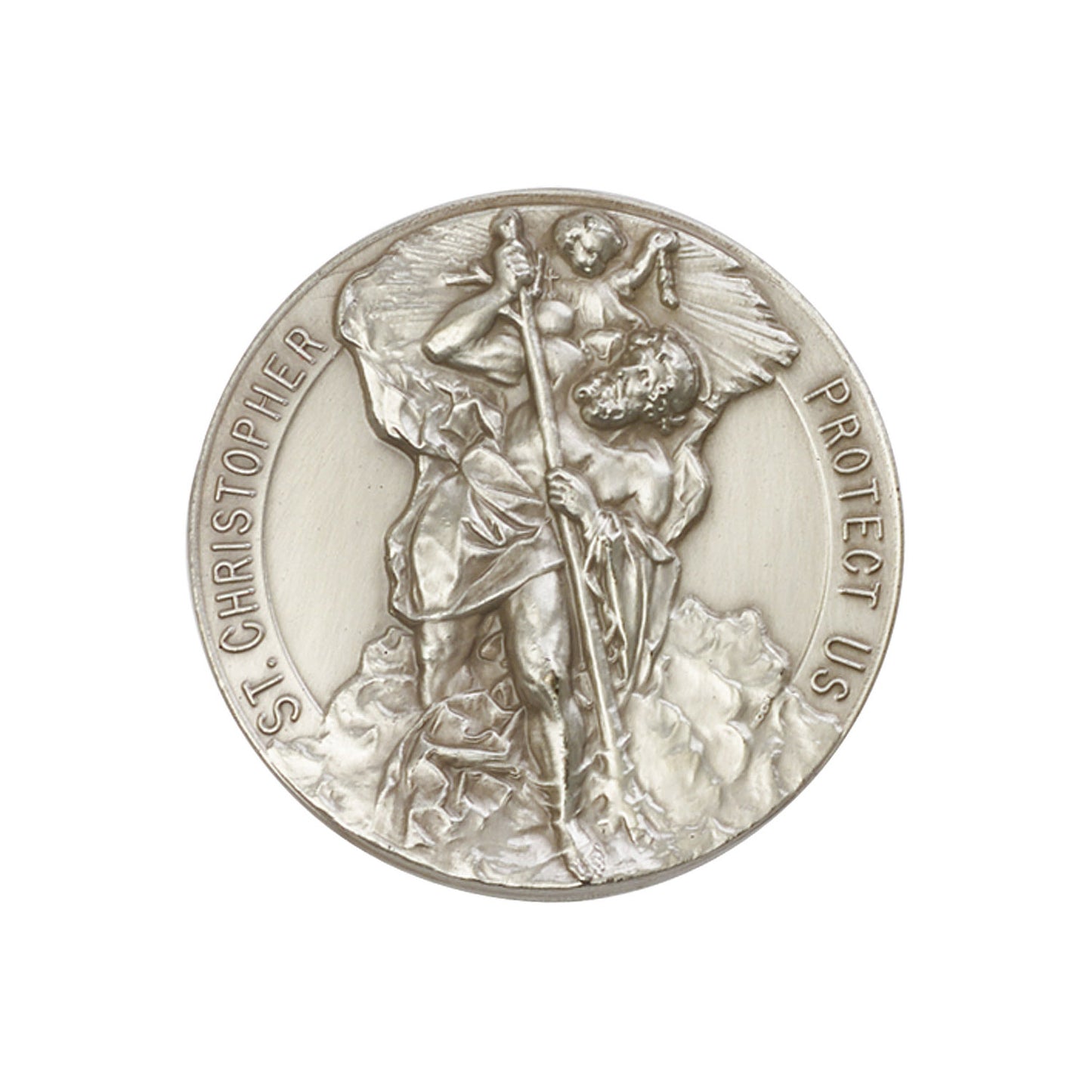 Antique Silver St. Christopher Visor Clip - 1097V