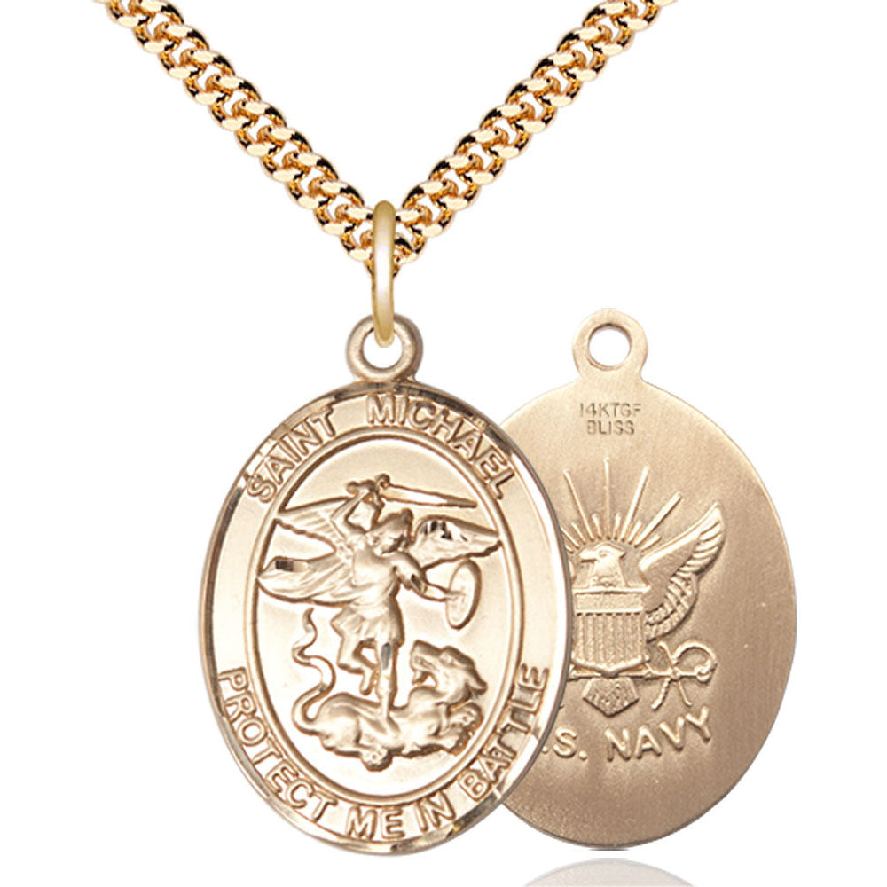 Gold Filled Saint Michael the Archangel/Navy Pendant - 1173GF6